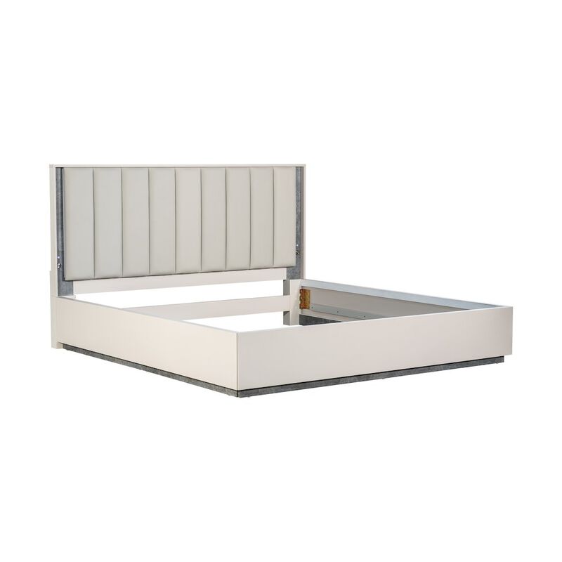 Michael Amini Pavira Eastern King Bed with LED Lights - Stone image number 2