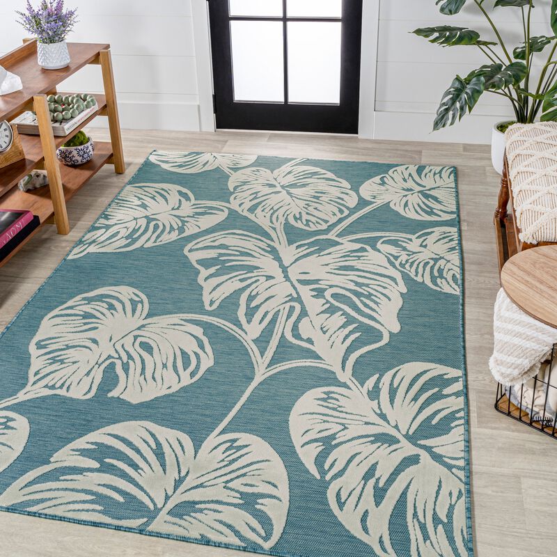 Tobago High-Low Two Tone Monstera Leaf Area Rug