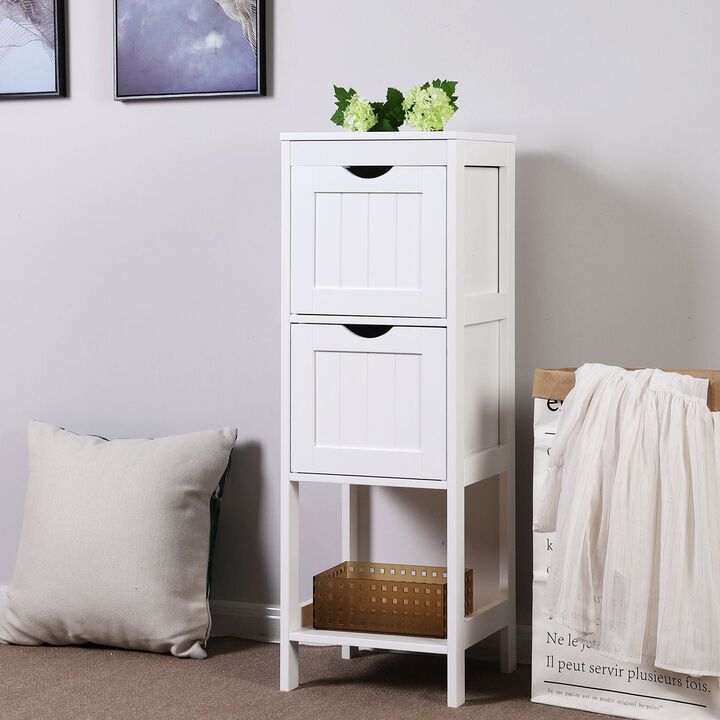 BreeBe White Bathroom Tower with Drawers