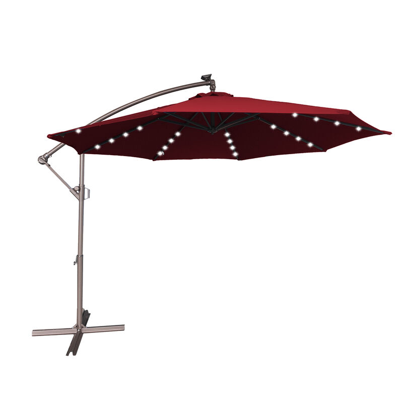11ft offset led patio umbrella string system Yaheetech Solar w/Push Button Tilt & Crank, Tan Whether youre gathering with friends and family to enjoy a nice summer day together or lying alone with a glass of iced rum 11ft Solar Lights Patio Umbrella