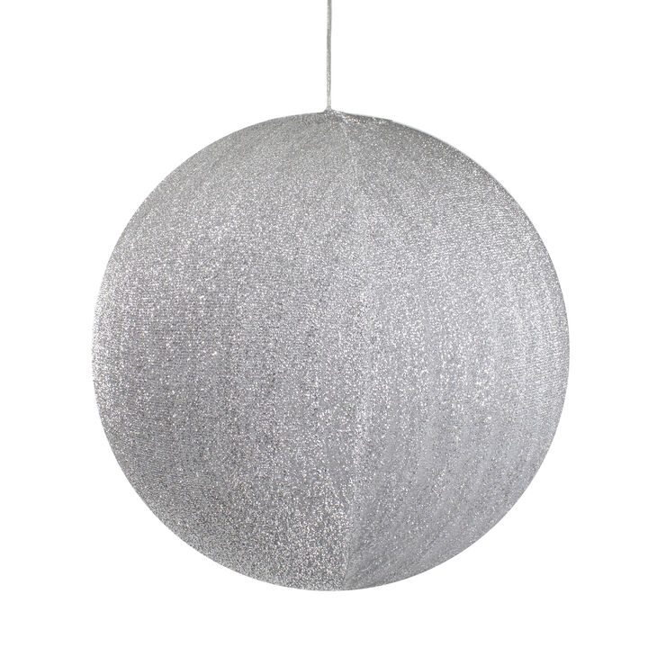19.5" Silver Tinsel Inflatable Christmas Ball Ornament Outdoor Decoration