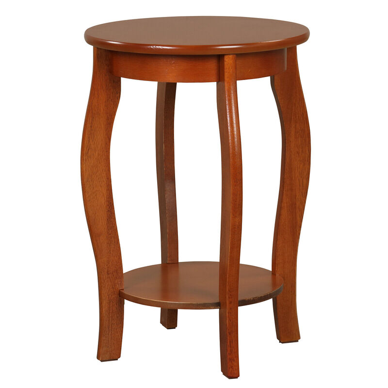 Modern Round End Table with 2-Tier Storage Shelf, Compact Side Table Design