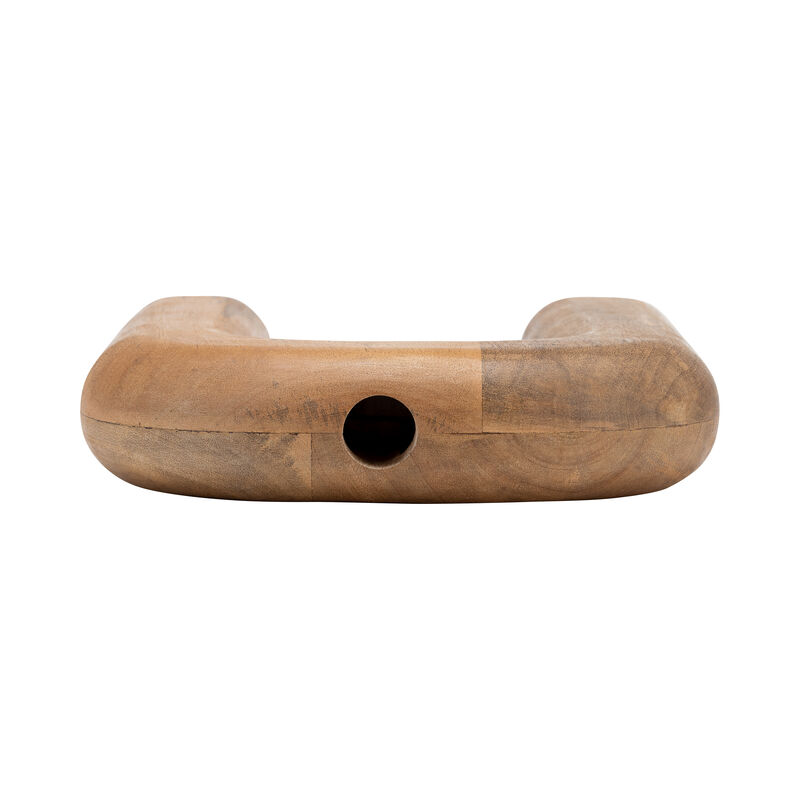 Wood Horseshoe Vase, Brown image number 5