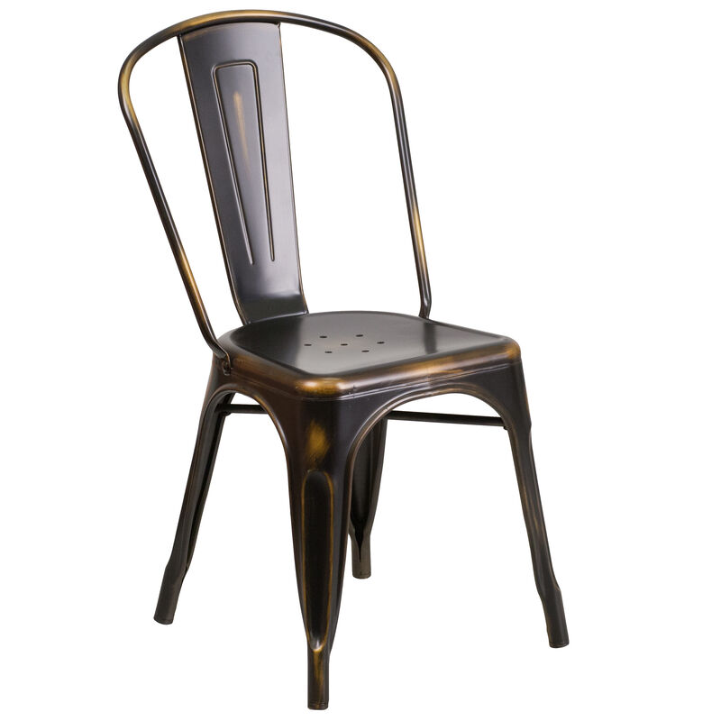 Distressed Copper Metal Chair image number 0