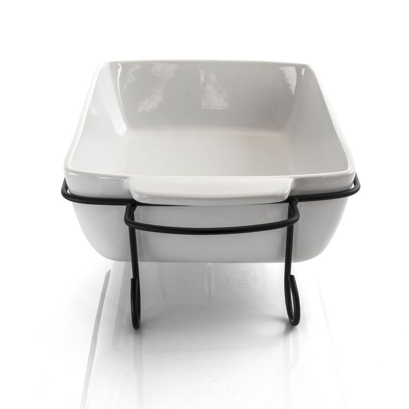 Gibson Elite 2 Piece Rectangle 15.5 Inch Stoneware Bakeware with Metal Rack