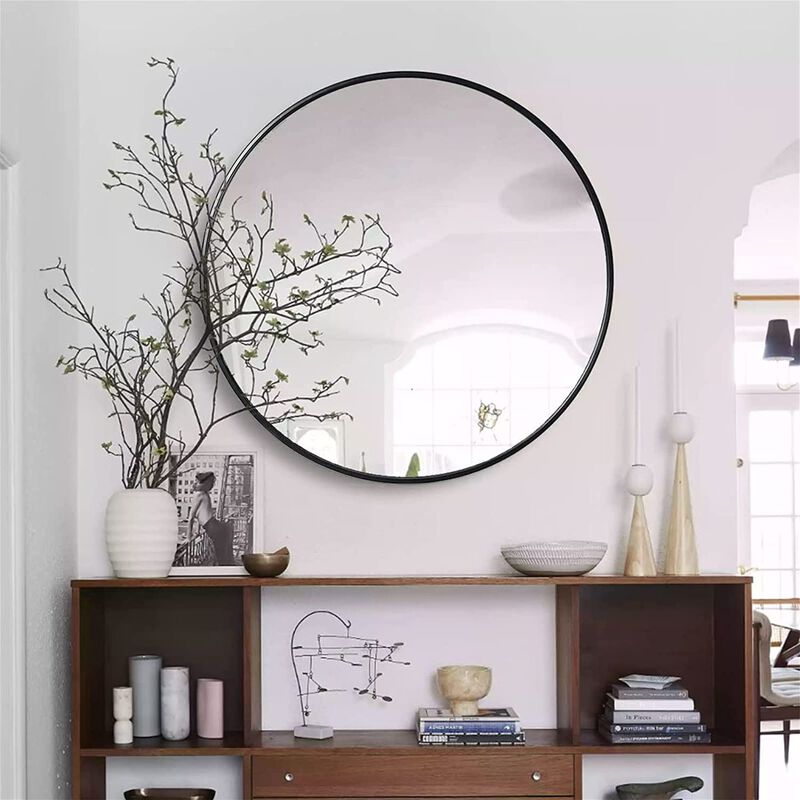 ELEMENT ACE Stylish Metal Framed Round Bathroom Mirror image number 4