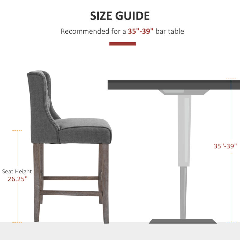 Hivvago Set of 2 Upholstered Bar Stools with Wingback Design image number 6