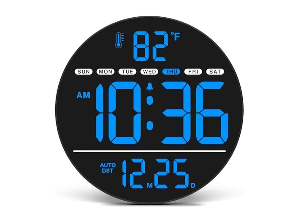 Digital LED Display Electric Temperature Wall Clock Living Room Decor