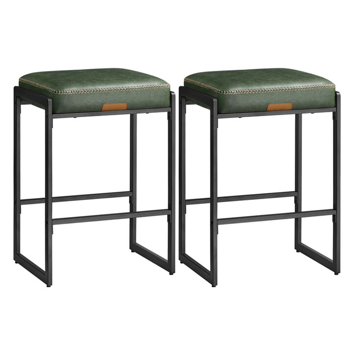 Forest Green Counter Height Bar Stools with Backrest Set of 2