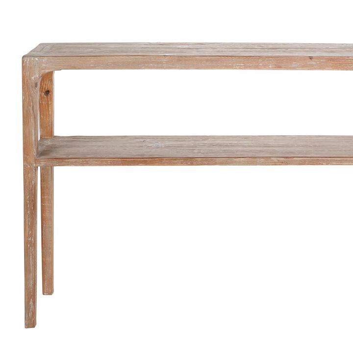 Tuley Sofa Console Table, Storage Shelf, Pine Wood, Gray, 48 Inch