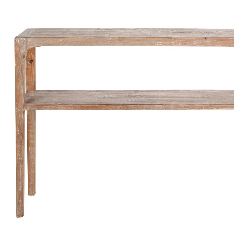 Tuley Sofa Console Table, Storage Shelf, Pine Wood, Gray, 48 Inch