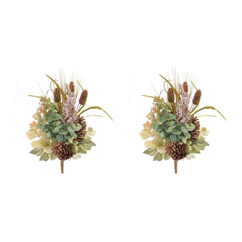 Mixed Fall Foliage Bush 23 Inches Set of 2 for Autumn Decor and Arrangements