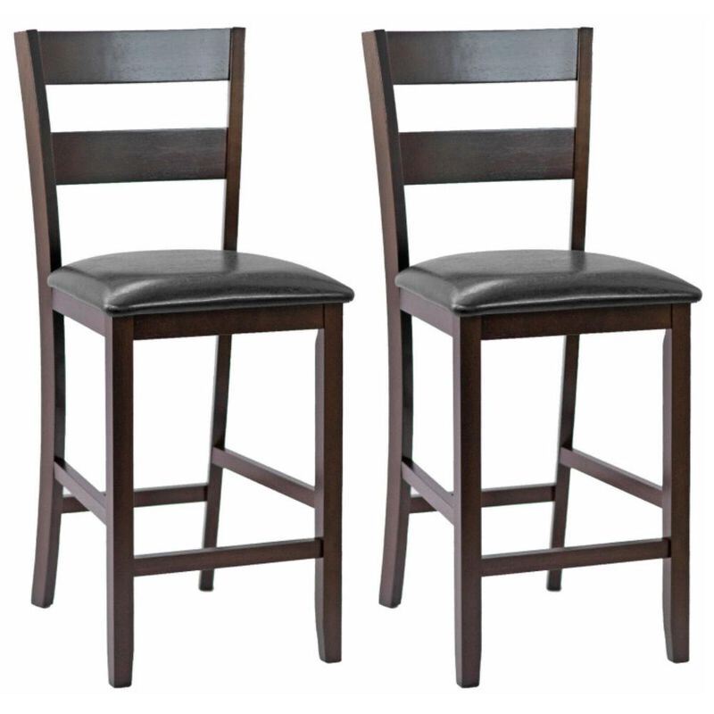 Hivvago 2-Pieces Upholstered Bar Stools Counter Height Chairs with PU Leather Cover