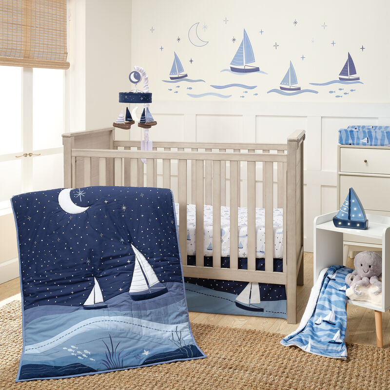 Lambs & Ivy Little Skipper Soft Luxury Nautical Sailboat Fleece Baby Blanket