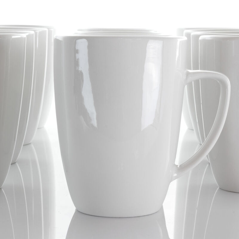 Elama Riley 12 Piece 12 Ounce Porcelain Mug Set in White