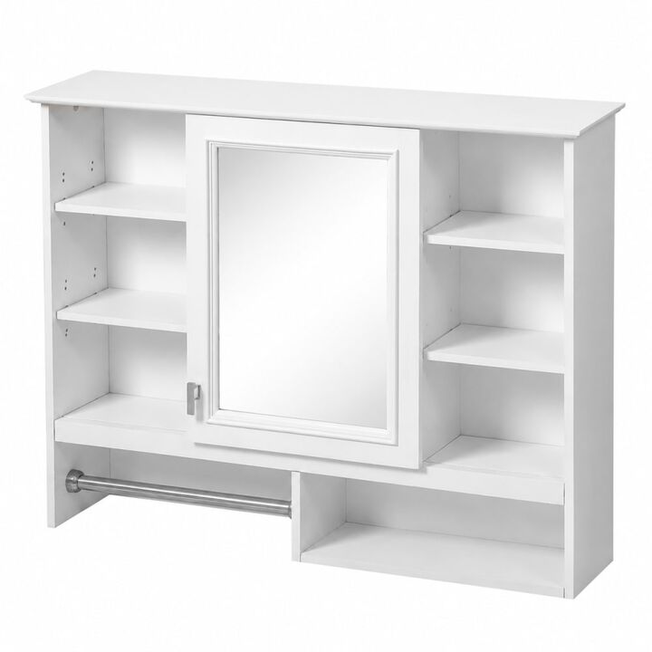 ELEMENT ACE 35 Inch Wall-Mount 2-in-1 Mirror Cabinet with Adjustable Shelves Soft-Closing Hinges Open Storage for Bathroom Bedroom Living Room Organization