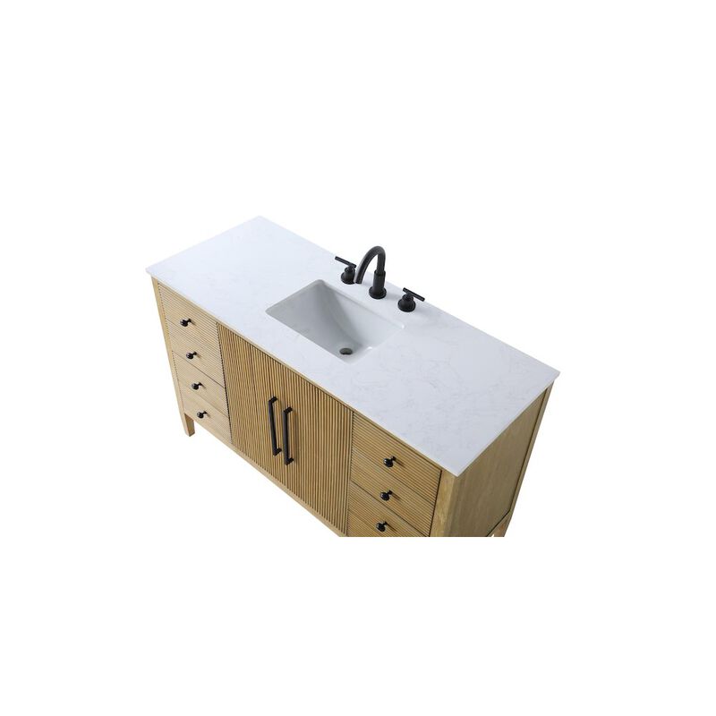Elegant Kitchen and Bath 54 inch Single Bathroom Vanity in Linen Oak