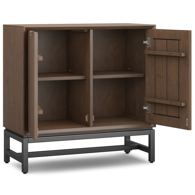 Banting SOLID HARDWOOD 32 inch Wide Modern Industrial Low Storage Cabinet in Walnut Brown