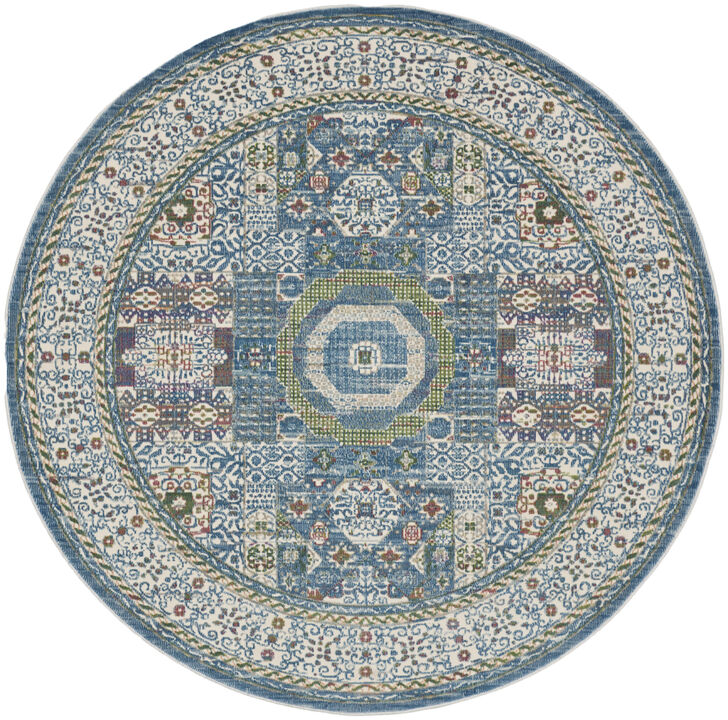 HomeRoots Oriental Distressed Non Skid Round Rug