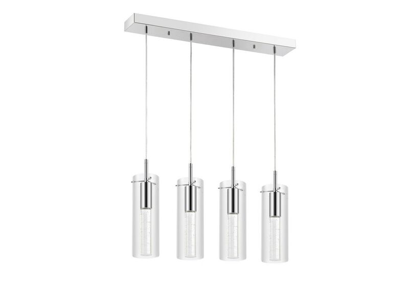 Mium 29.5" 4-Light Modern Style Iron/Crystal/Glass Integrated LED Linear Pendant