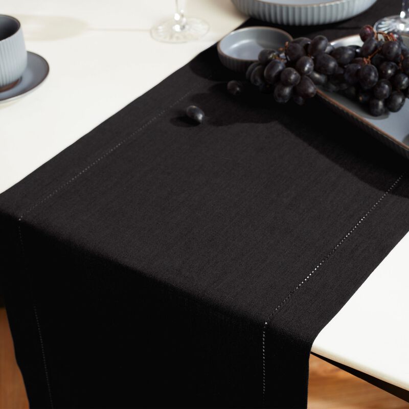 Solino Home 100% Pure Linen Table Runner - Sonoma Hemstitch