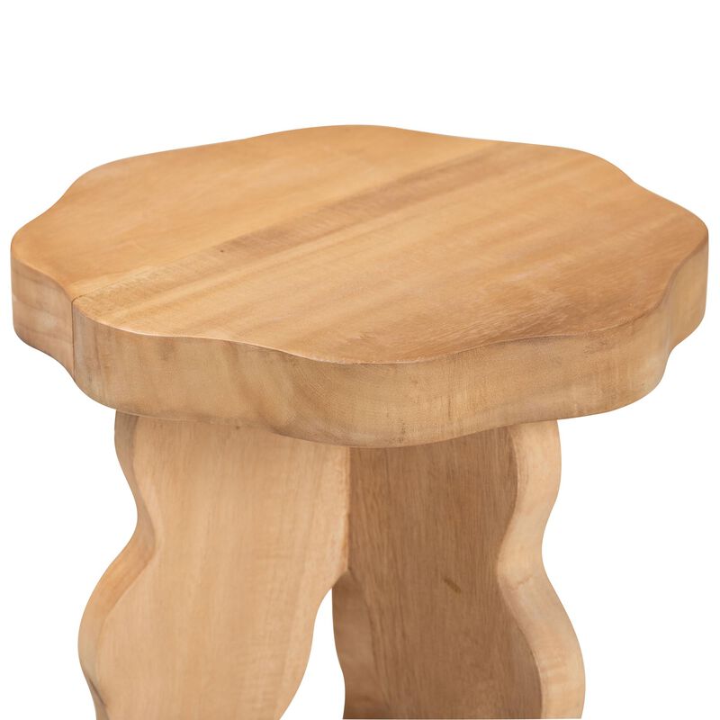 bali & pari Sino Acacia Wood Multipurpose Accent Stool - Sculptural End Table with Wavy Tripod Base for Living Room, Bedroom or Dining Room image number 2