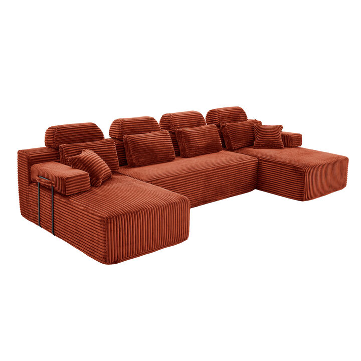 Tert U Shaped Corduroy Sectional Sofa