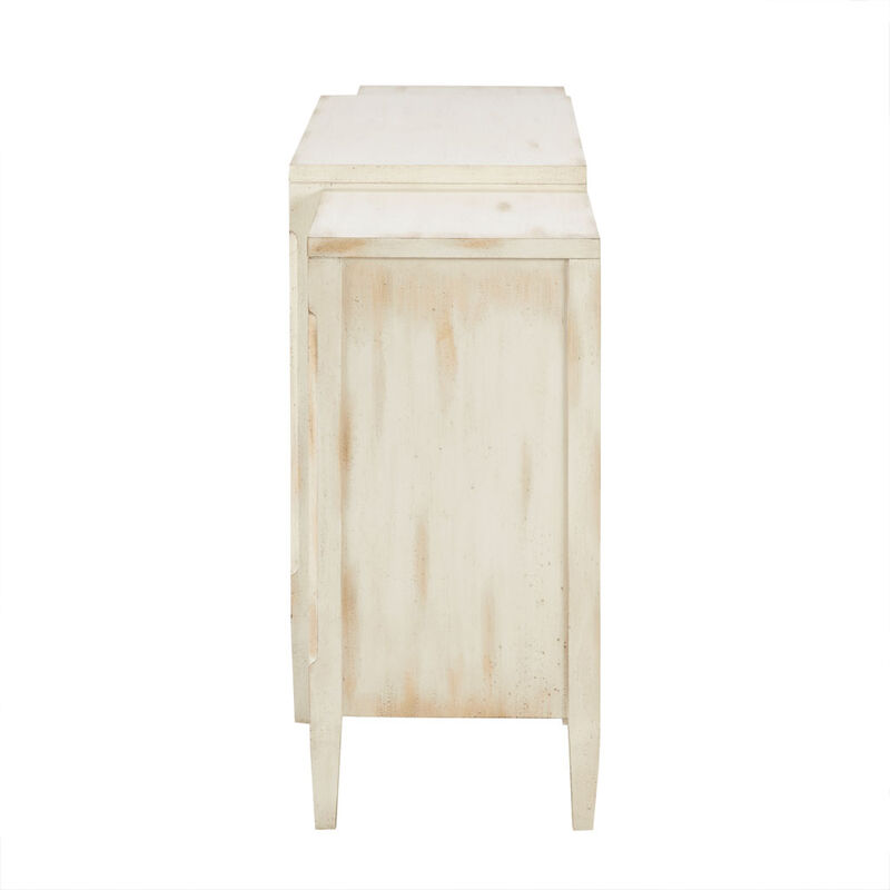 Gracie Mills Lyda Antique White and Silver Leaf Wood Buffet