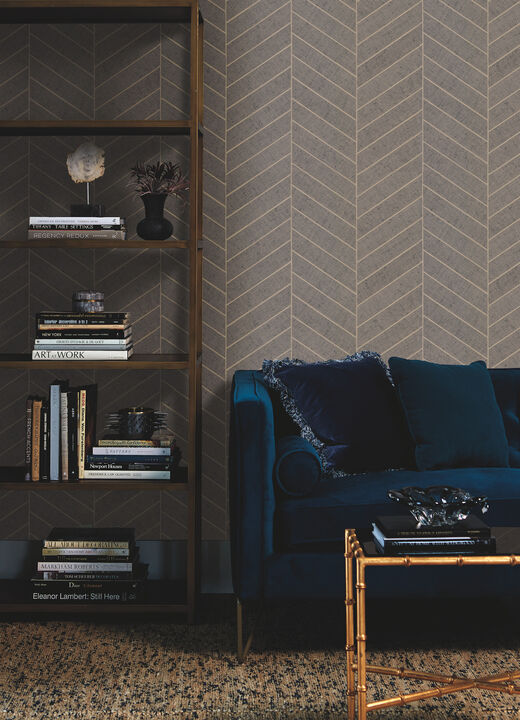 Atelier Herringbone Grey Wallpaper