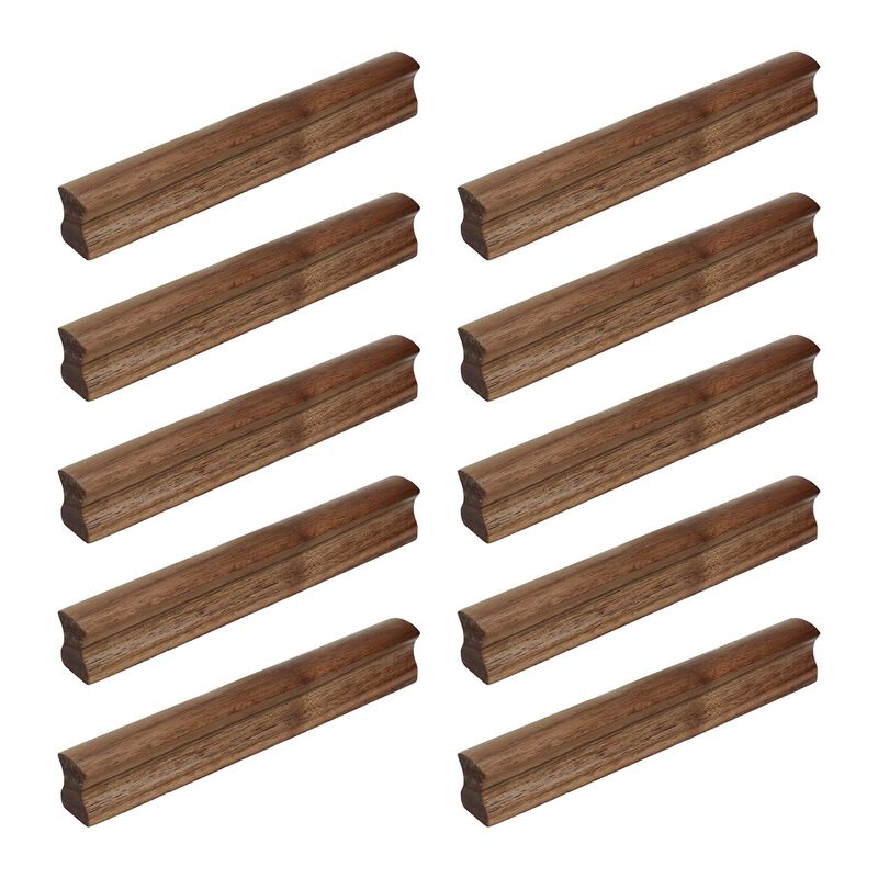 Savagrow 10pcs Walnut Wood Cabinet Solid Pulls 5"" Hole Center Strip-Type Pulls