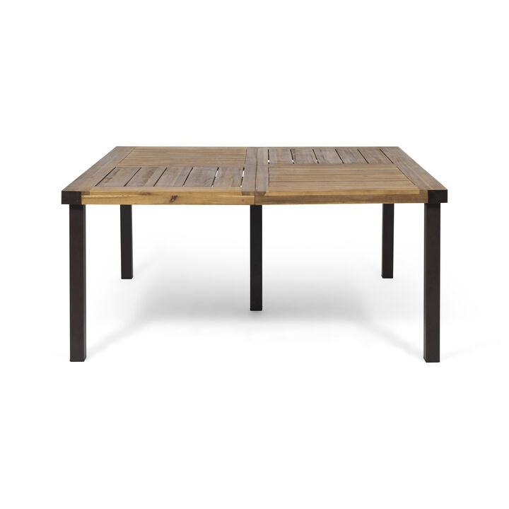 Merax Modern Industrial Acacia Wood Dining Table for Outdoor Indoor