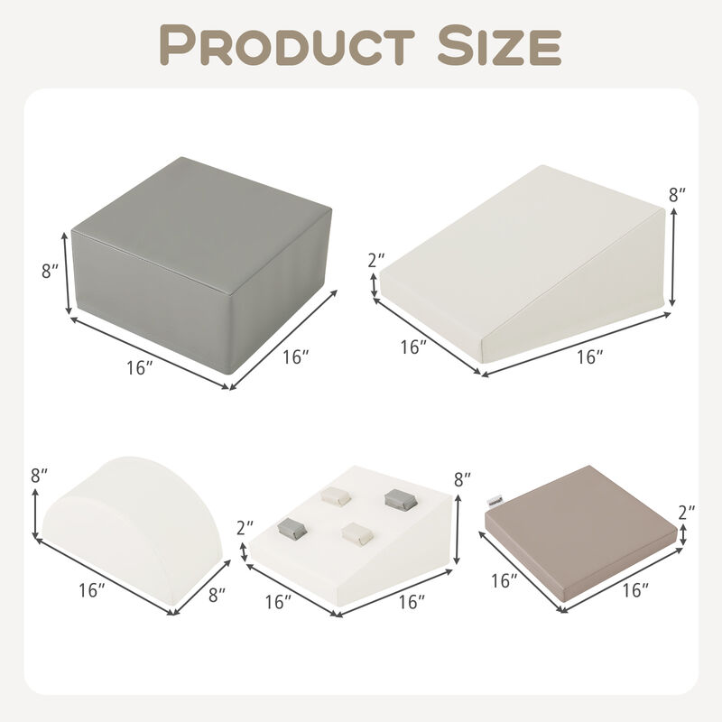 6-Piece Foam Play Set for Toddlers with Climbing Triangle and Slide Ramp image number 2