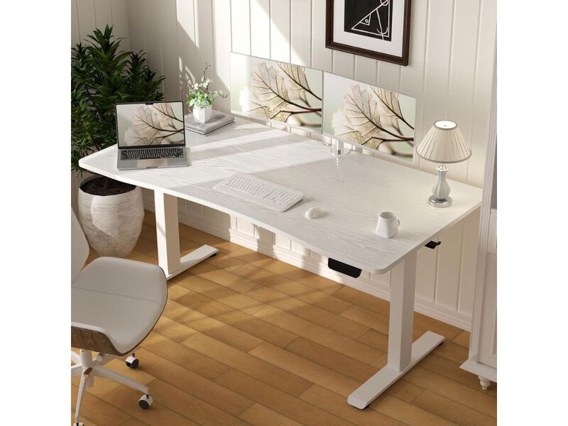 Standing Desk &ndash; 55"x28" White Electric Adjustable Sit‑to‑Stand Computer Table for Home Office image number 1