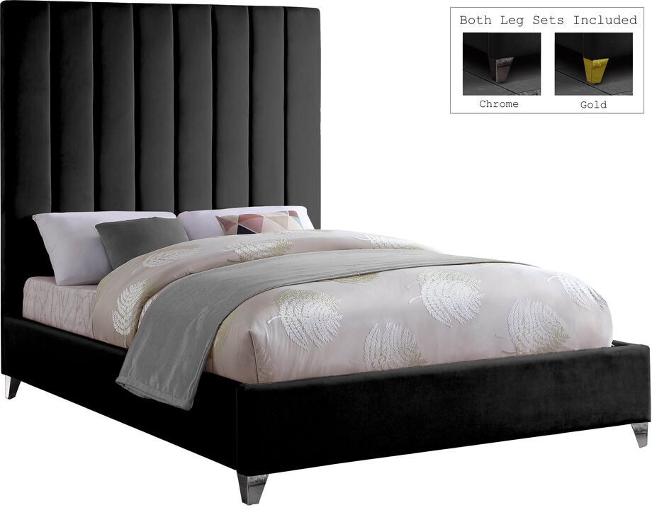 Meridian Furniture Via Black Velvet Full Bed