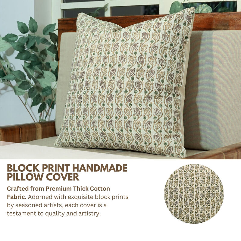 Fabdivine Boho Throw Pillow Cover Handmade Block Print Linen Home D&eacute;cor Accent 100% Cotton Fabric Bed or Living Room, Ker Sangri image number 1