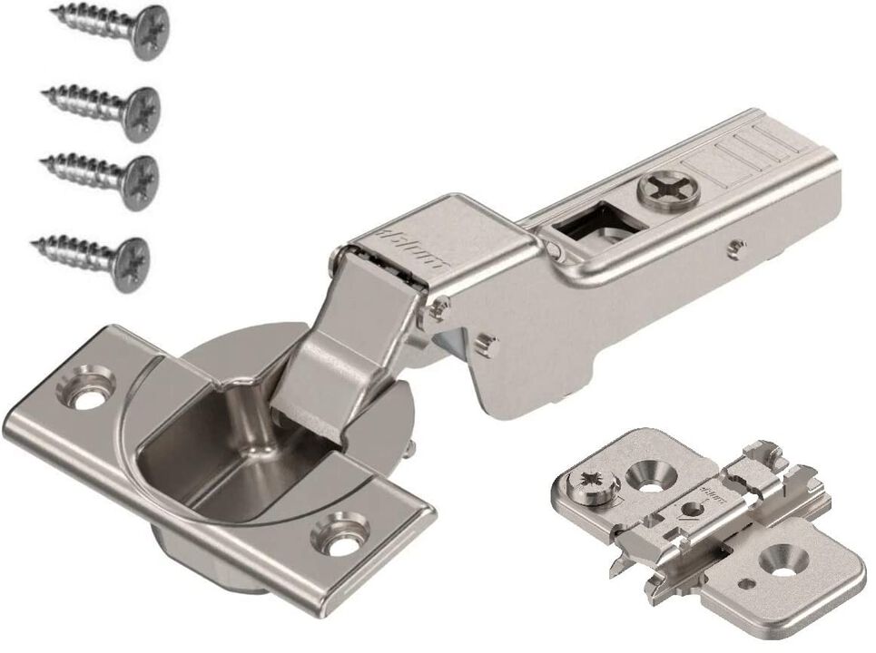 Blum Clip Top Hinges - Premium 110 Degree Half Overlay or Twin Overlay, Self-Closing Hinge Set for Frameless Cabinets, Complete