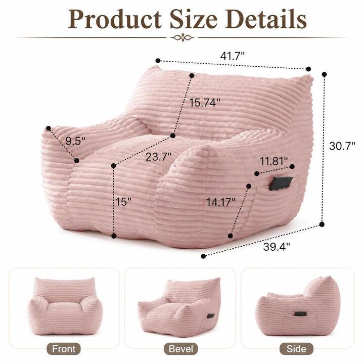 GOODSILO Oversized Comfy Shredded Foam Filled Bean Bag Chair, Lazy Relaxation Sofa for Living Room, Bedroom, Dorm and Gaming Lounging
