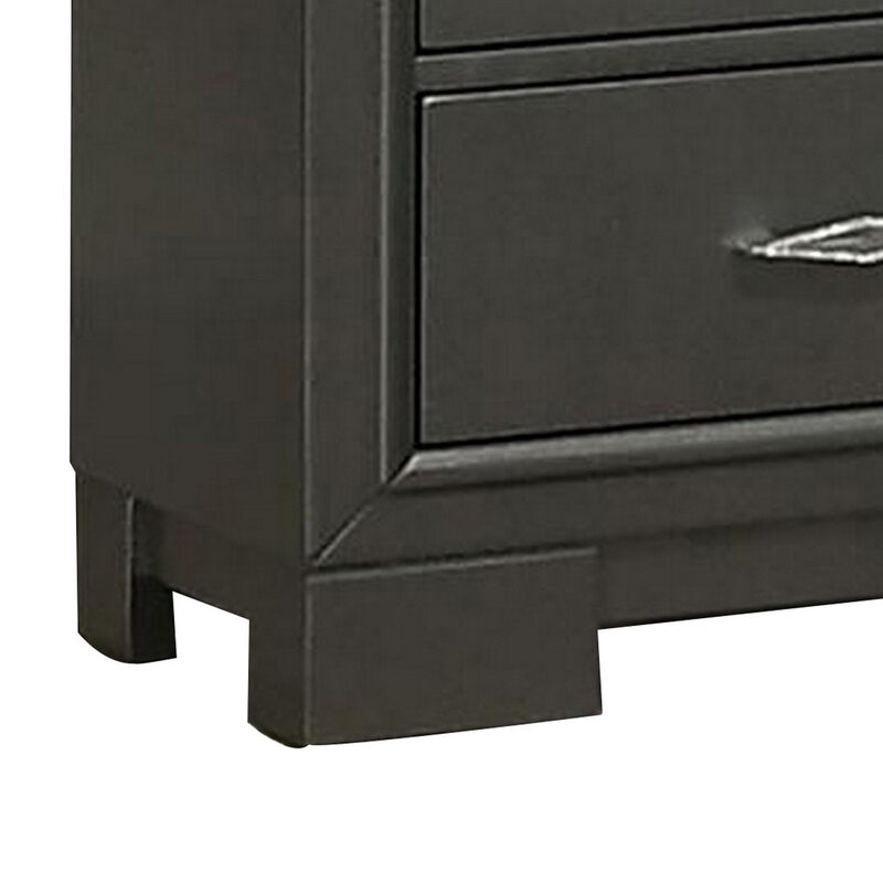 Queen Bedroom Set, Dark Gray, Metallic Gray Wood, 2 Piece Set with Nightstand image number 5