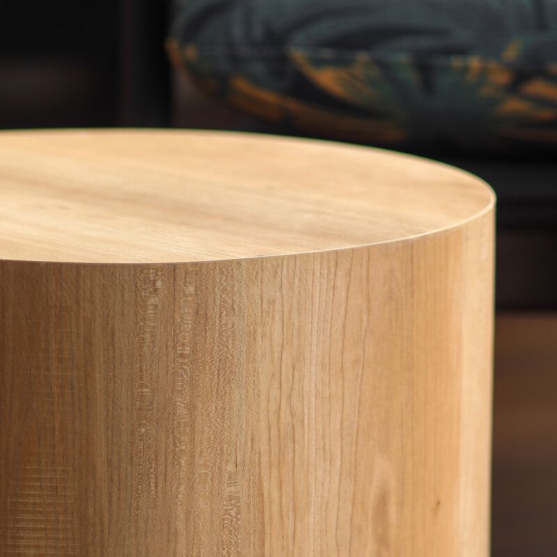 Modern Round Drum Nesting Coffee Table Set of 2, Wooden Cylinder Coffee Tables for Living Room, Space-Saving Design image number 4