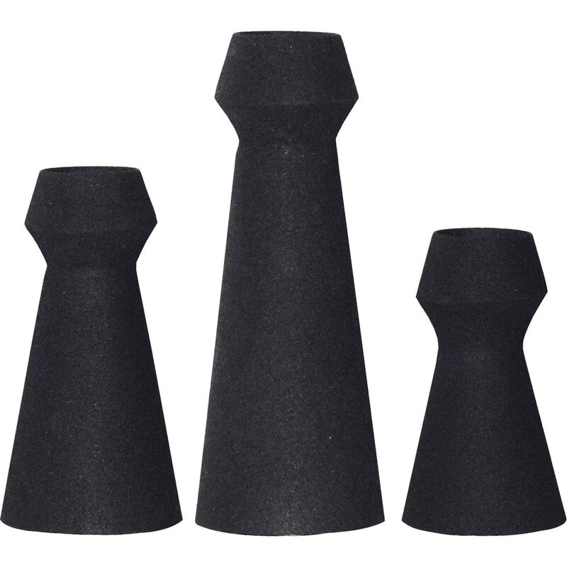 Renwil GRANFELD Textured Matte Black SET OF 3 VASES