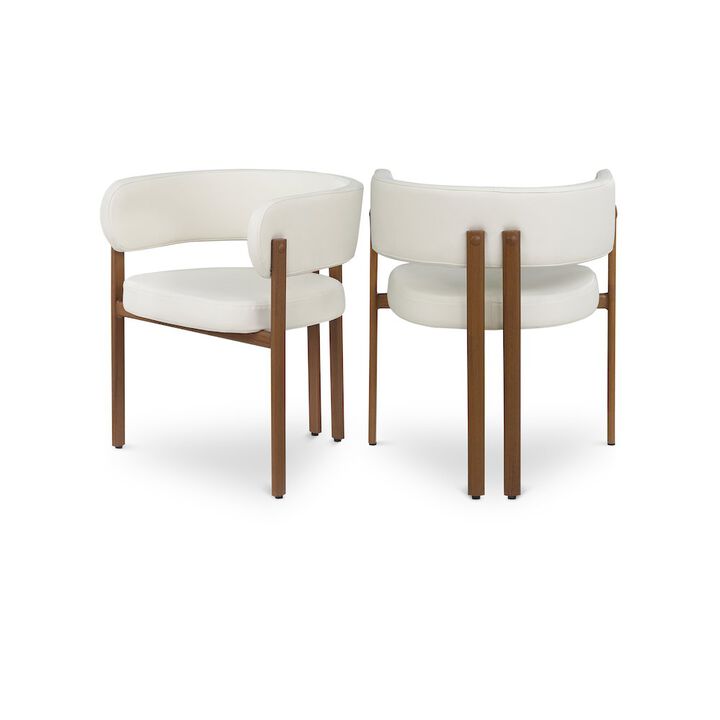 Meridian Furniture Gideon Cream Vegan Leather Dining Chair, Set of 2