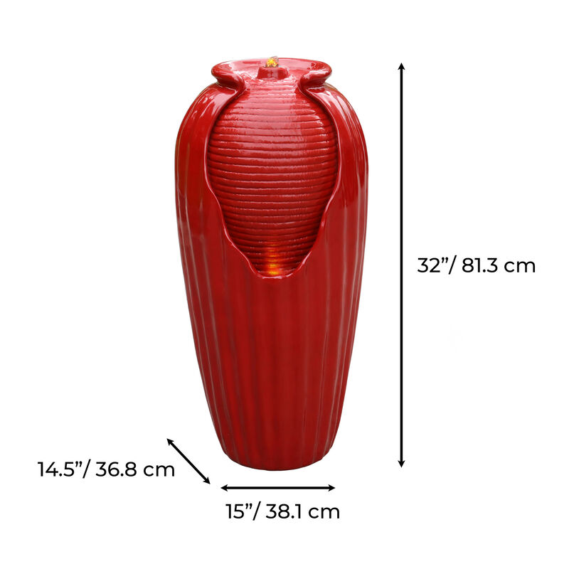Modern Vase Water Fountain with LED, Red image number 4