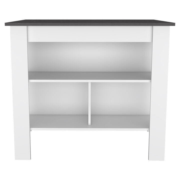 Streamdale Cala Kitchen Island, Four Legs, Three Shelves - White Onyx