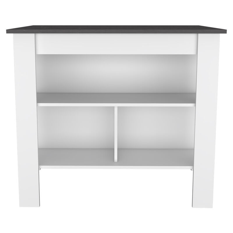 Streamdale Cala Kitchen Island, Four Legs, Three Shelves - White Onyx image number 0