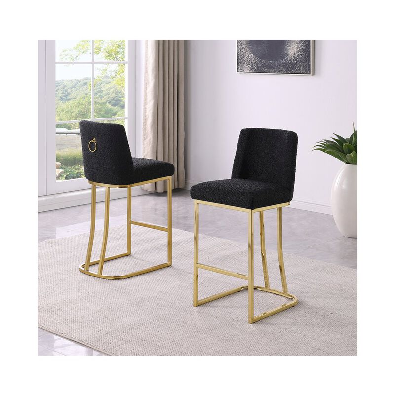 Best Quality Furniture Black With Gold Base Barstools, Set Of 2