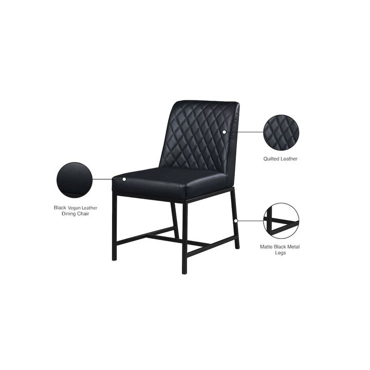 Meridian Furniture Bryce Black Vegan Leather Dining Chair, Set of 2