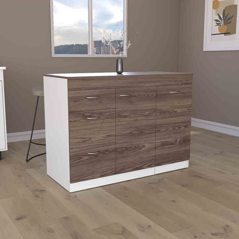 Kitchen Island Metask, Kitchen, White / Dark Walnut