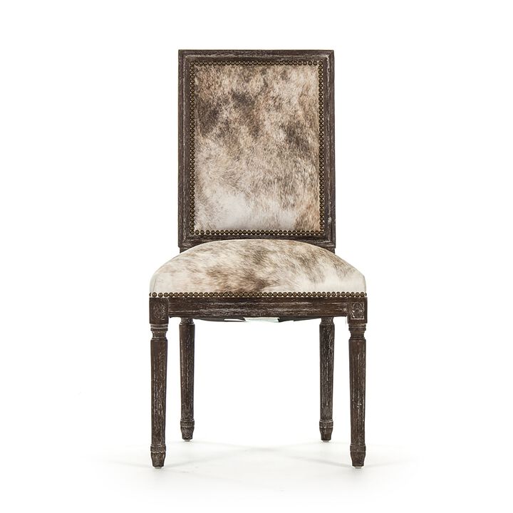 Square Back Cow Hide Side Dining Chair FC010-4 E271 Cow EL