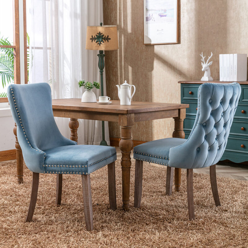 Streamdale Set of 2 Light Blue Wingback Dining Chairs