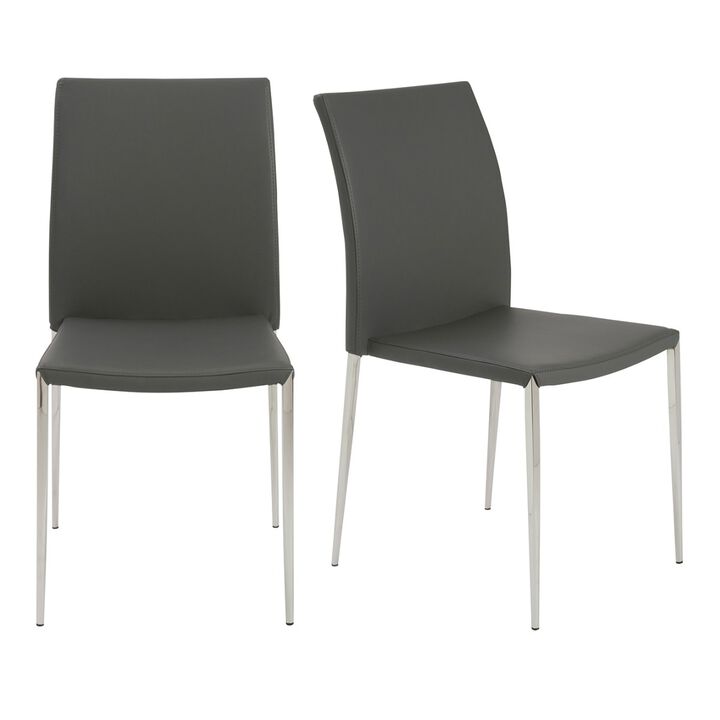 Set of 2 Stacking Chairs with Steel Frame and Faux Leather Seat